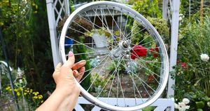 Дачница нашла старенькое велосипедное колесо и придумала ему отличное применение