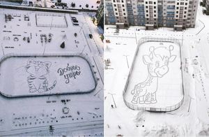 На радость соседям: 10 милых рисунков на снегу во дворе, созданные екатеринбуржцем