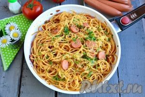Рецепт спагетти с сосисками