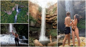 Австралийские авантюристы отправляются в долину, чтобы увидеть захватывающий 100-метровый водопад 