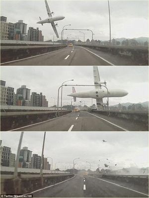 Шокирующие кадры с видеорегистратора — падение самолета на Тайване