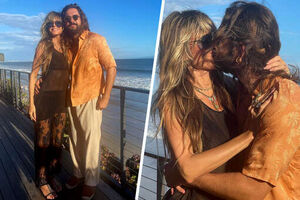 49-летняя Хайди Клум снялась в «голом» платье за поцелуем с мужем