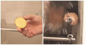 Протрите душ половинкой картошки. Оригинальный лайфхак для быстрой и лёгкой уборки