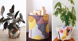 «Ковровый уют» по-новому: цветочные горшки и корзины в технике ковровая вышивка