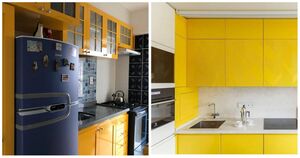 Кухни с желтыми шкафами: идеи для смелого и красочного интерьера