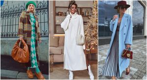 С чем стильно носить длинные платья зимой: 10 модных примеров