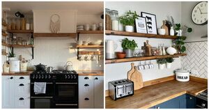 Современные решения для небольших кухонь: открытые полки для тех, кто никак не решится отказаться от навесных шкафов