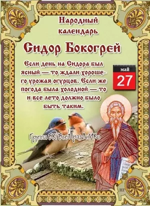27 мая - Народный праздник Сидор Бокогрей.