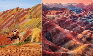 В чем секрет разноцветных скал в Китае - природного чуда, где горные пики окрашены во все цвета раду