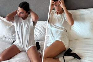 Ирина Шейк устроила фотосессию в кровати