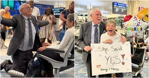 Трогательная история школьных возлюбленных, воссоединившихся в аэропорту после шестидесяти лет разлуки