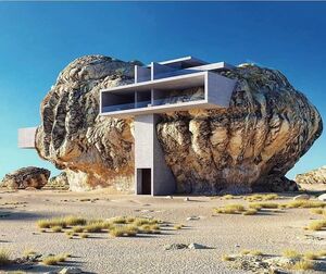 «Дом внутри скалы»: переплетение древнейшей скальной породы и современного бетона