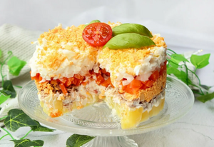 Необычный салат «Мимоза» без картошки и сыра