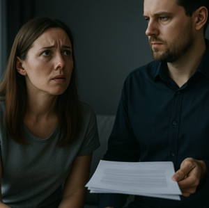 — Все долги записаны на тебя, а жильё — на моего отца, — усмехнулся Артём, подавая бумаги на развод.