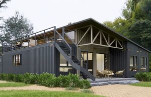 Современный контейнерный дом с 3 спальнями, прачечной и террасой на крыше