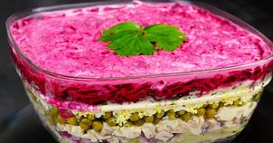 Салат, который исчезает со стола первым! Нежный, сочный и очень красивый в разрезе. 