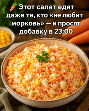 Этот салат уплетают даже те, кто “не любит морковь” — и просят добавки в 23:00