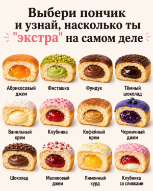 Выберите пончик и узнайте, насколько вы на самом деле яркая личность