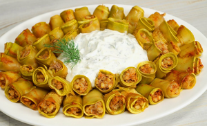Мясные рулеты из кабачков