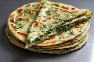 Лепешки на кефире с зеленью и сыром