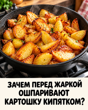 Почему картофель перед обжариванием стоит обдать кипятком?