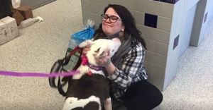 Собака, которая провела в клетке 2 года, воссоединяется с мамой!