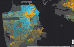 Картографируя города: разделение кварталов на бедные и богатые хорошо видно