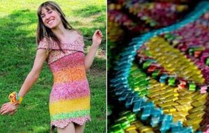 Девушка сделала платье из 10 тысяч фантиков