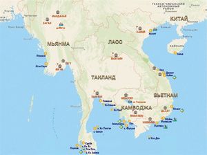 Вьетнам на карте мира: подробное расположение курортов на русском языке