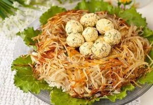 Салат " Гнездо глухаря " - вкусное, оригинальное блюдо станет отличным украшением для любого праздника