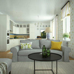 Каркасно-щитовой дом: интерьер дачи в Подмосковье с мебелью из ИКЕА
