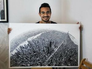 Египетский студент Хоссам Мохамед изобразил панораму Нью-Йорк в мельчайших деталях