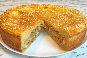 Необычный пирог с капустой на творожном тесте