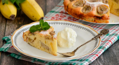 Творожный пирог с яблоками и бананами без пшеничной муки